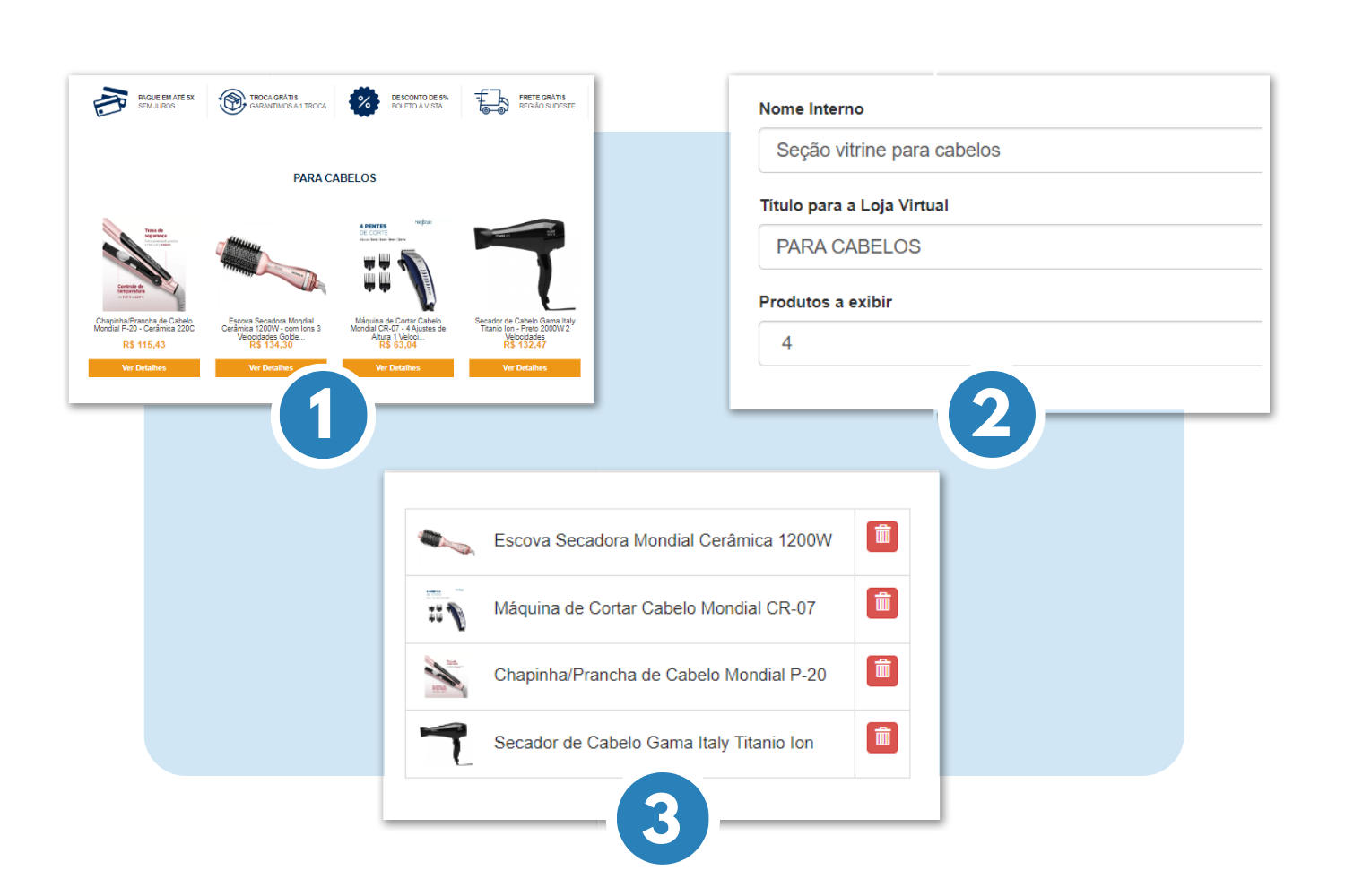 Vitrine dinâmica Visual E-commerce - Personalização de carrossel, produtos, marcas e categorias