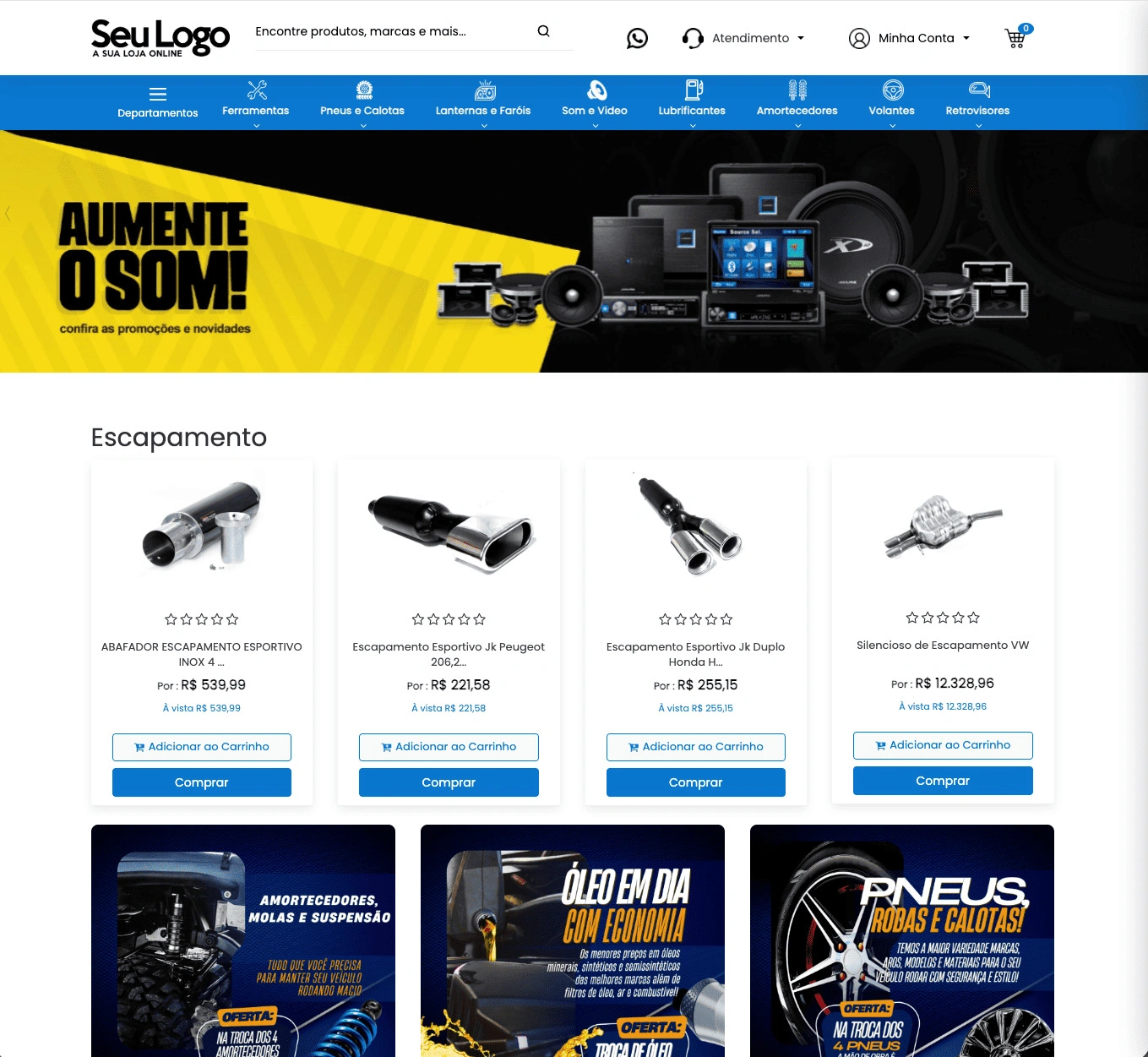 Template de loja virtual para peças automotivas – Visual E-commerce