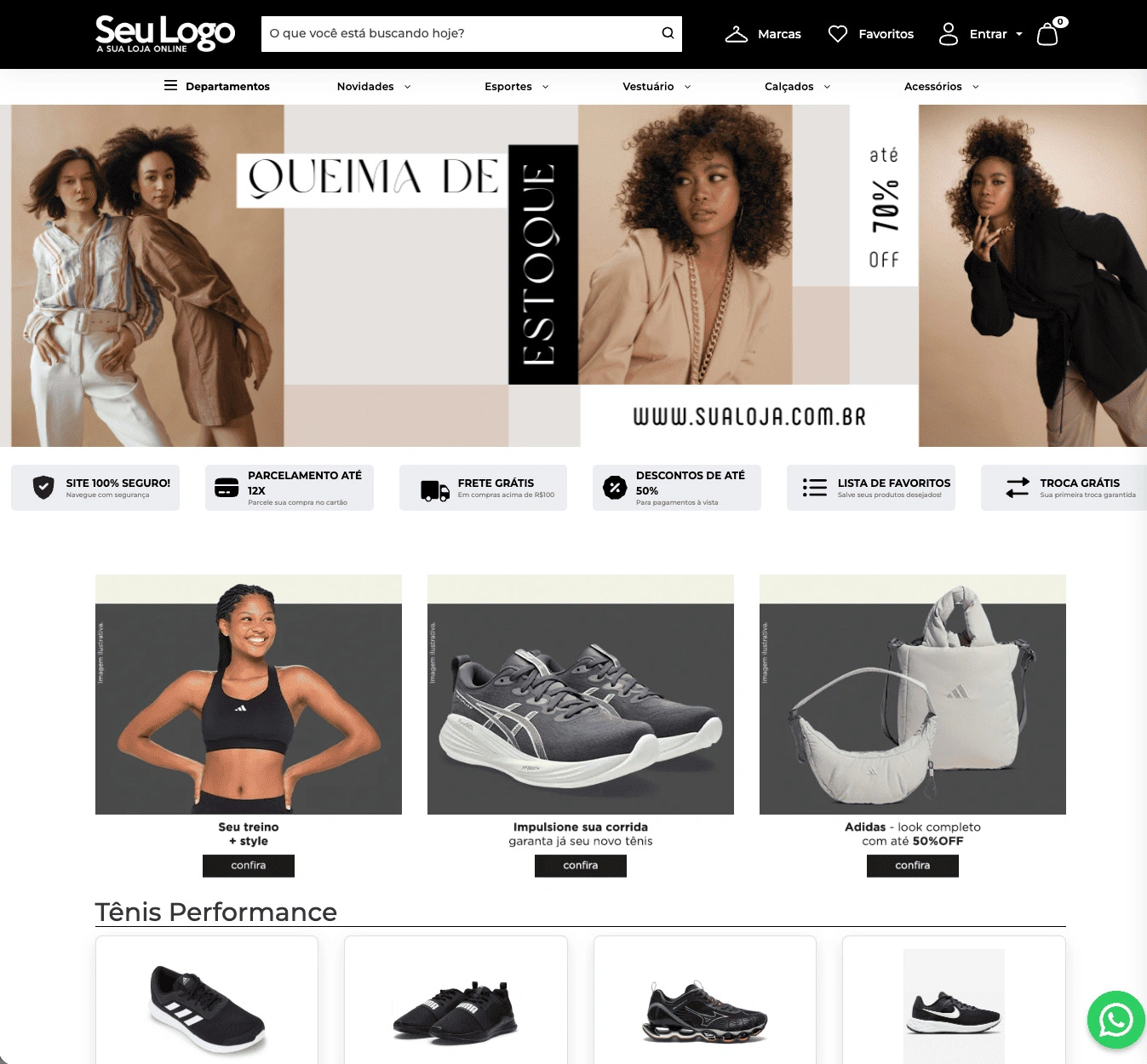 Template de loja virtual para calçados – Visual E-commerce