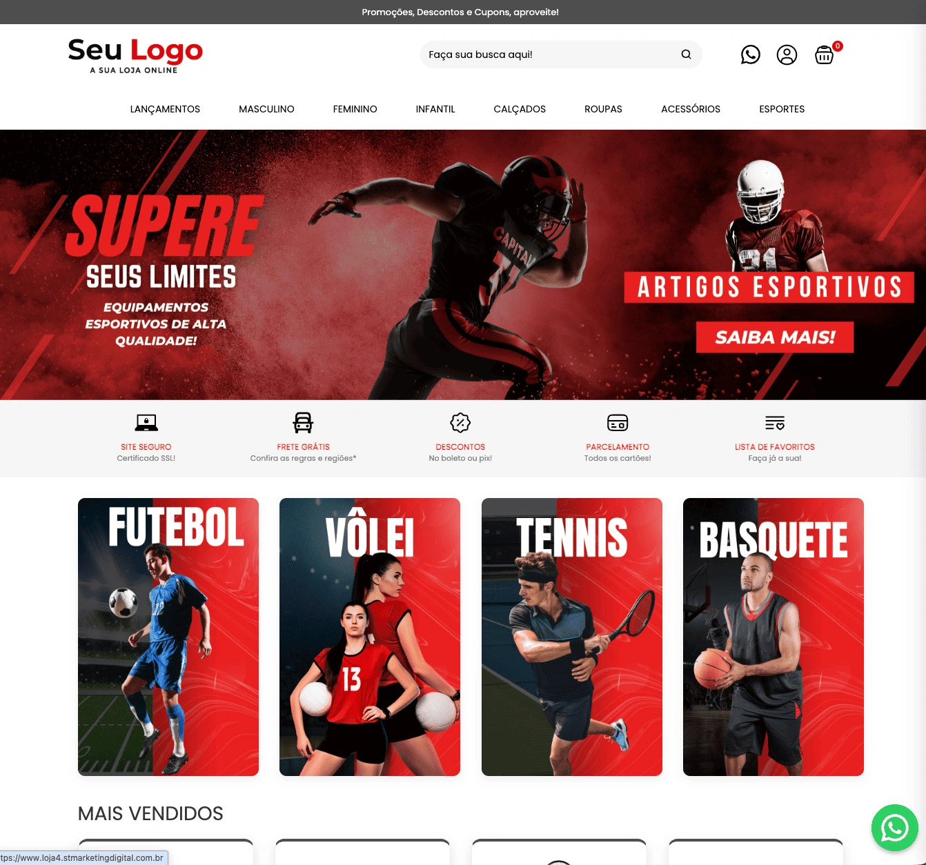 Template de loja virtual para artigos esportivos – Visual E-commerce