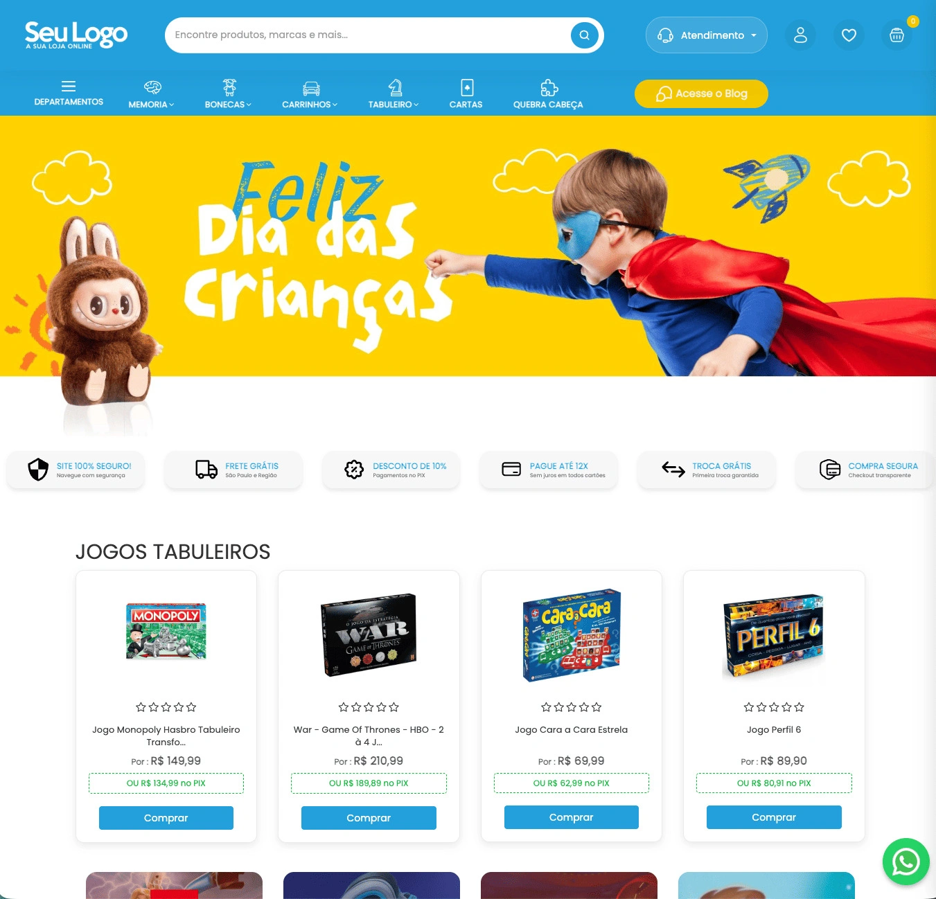 Template de loja virtual para brinquedos – Visual E-commerce