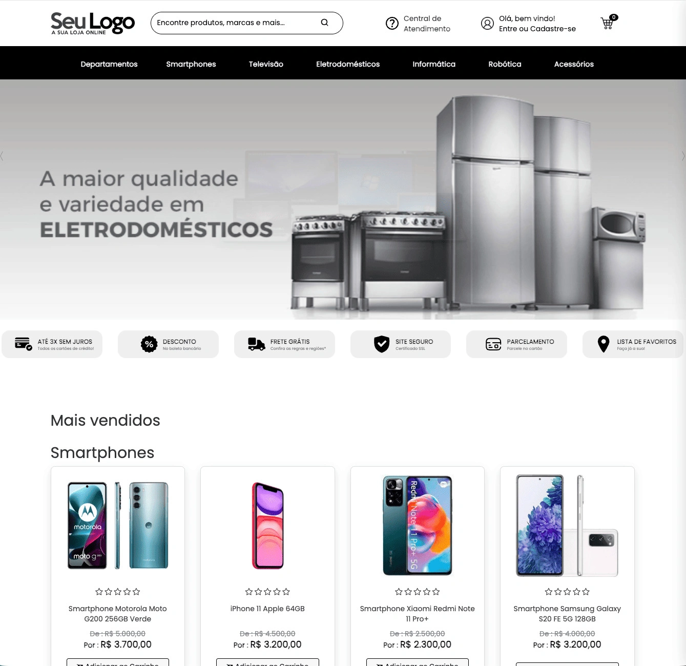 Template de loja virtual para eletrodomésticos – Visual E-commerce