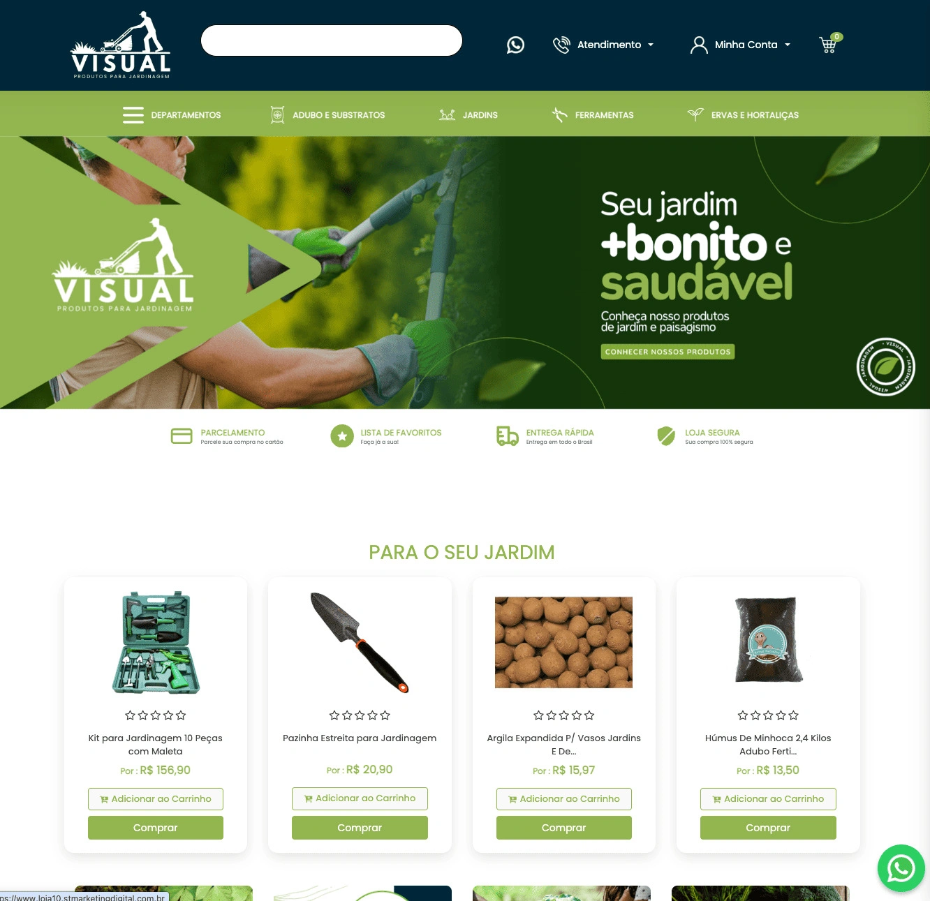 Template de loja virtual para jardinagem – Visual E-commerce