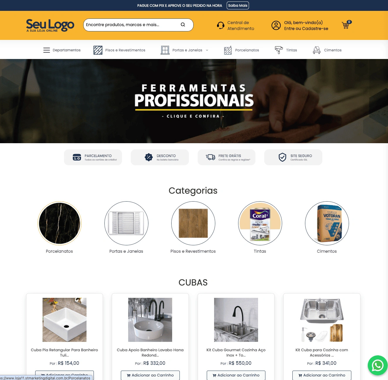 Template de loja virtual para ferramentas – Visual E-commerce