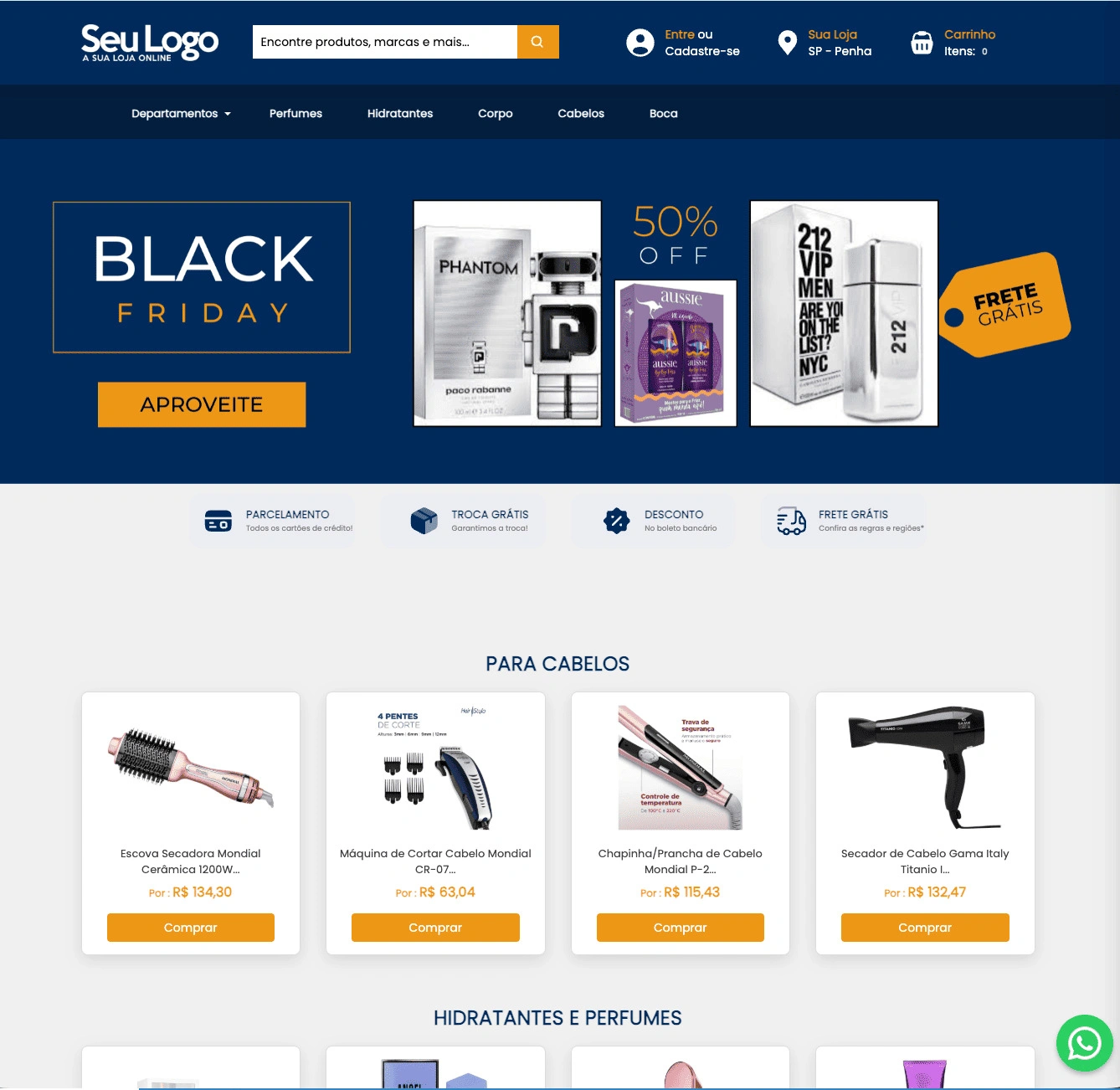 Template de loja virtual para cosméticos e beleza – Visual E-commerce
