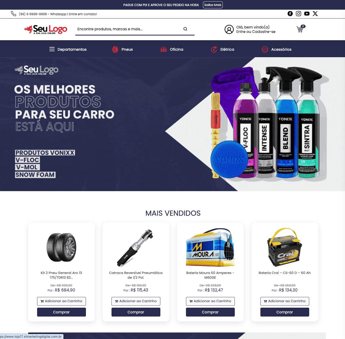 Template alternativo de loja virtual para autopeças – Visual E-commerce